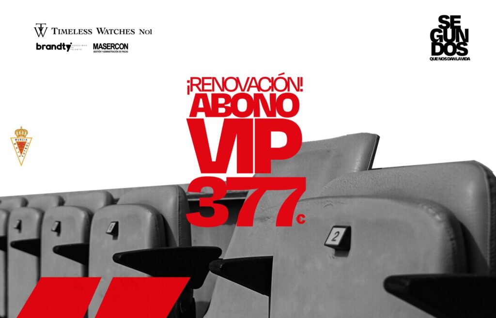 ¡Renueva tu ABONO VIP! Disfruta de los partidos del Real Murcia de una forma privilegiada por 377€