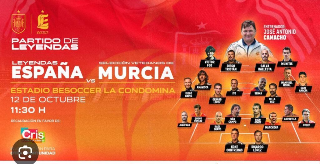 ¡Partido de leyendas! España vs Selección de veteranos de Murcia el próximo 12 de octubre en Murcia