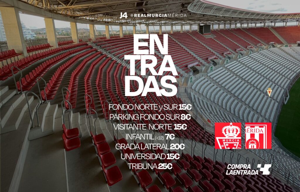 ¡Hazte ya con tu entrada para el Real Murcia – Mérida de mañana!