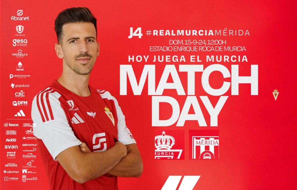 ¡Hoy juega el Murcia! Real Murcia vs A.D. Mérida a las 12:00 horas en el Estadio Enrique Roca de Murcia