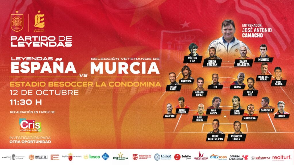 ¡Partido de leyendas! España vs Selección de veteranos de Murcia este sábado 12 de octubre en Murcia