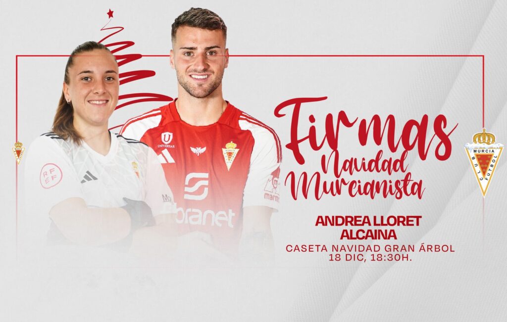 Los jugadores del Real Murcia celebran la Navidad con una firma de autógrafos especial