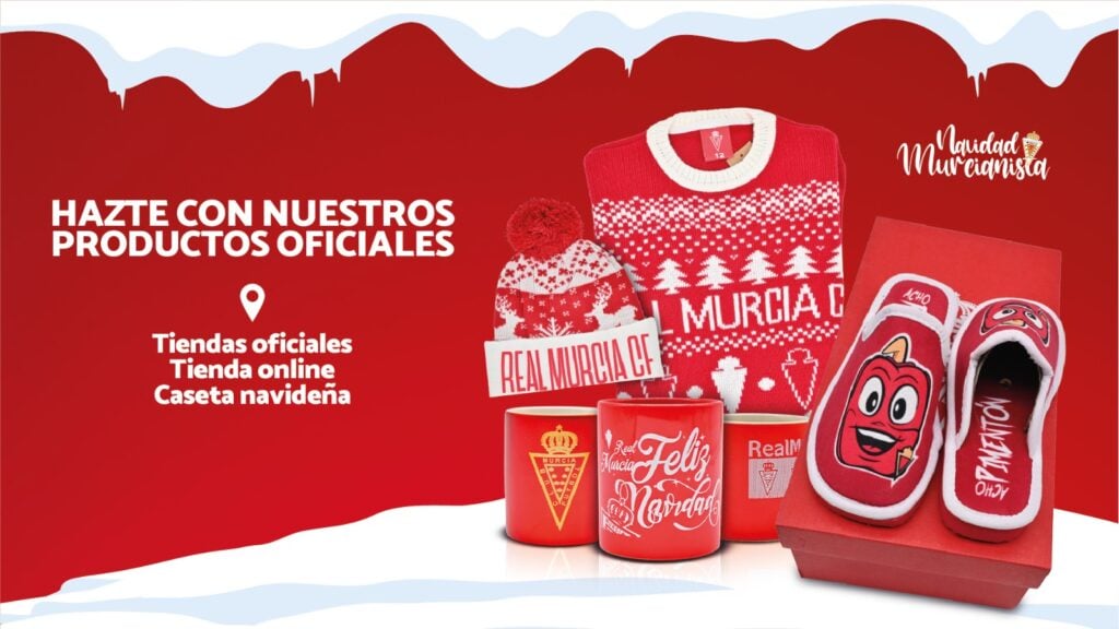 El Real Murcia lleva la magia de la Navidad a sus tiendas oficiales y a la caseta del Gran Árbol de La Redonda